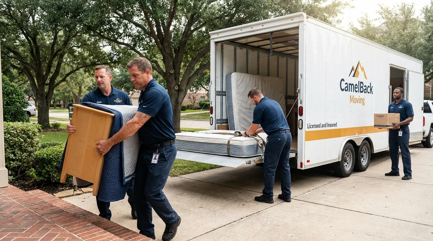 Crew loading residential truck for cross-state move from Elkin, NC