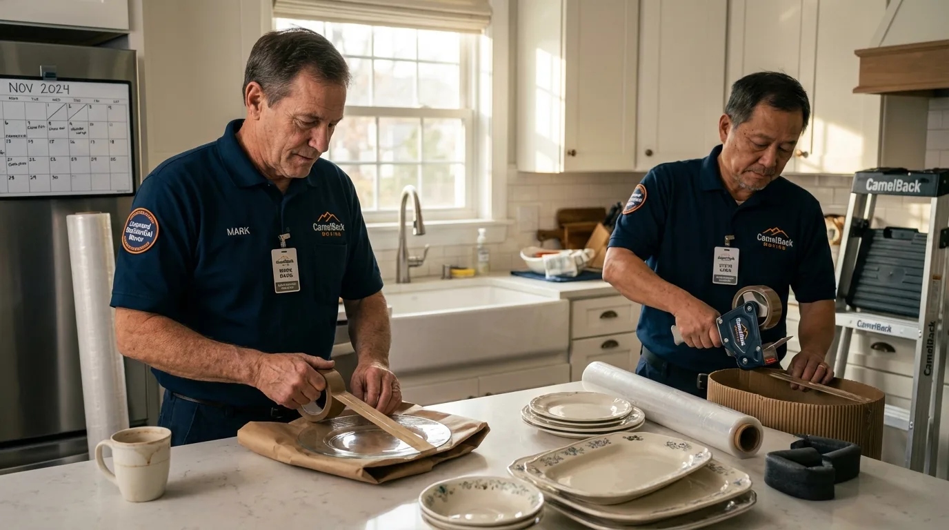 Professional crew packing kitchen dishware in Elkin, NC